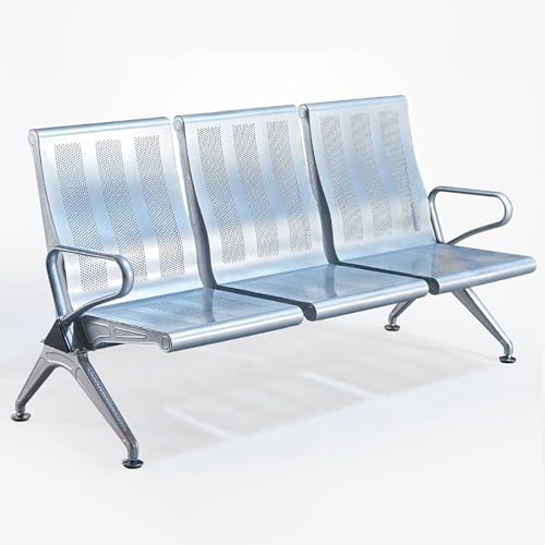 3-Sitzer-Wartezimmerstühle, Empfangsbank, Flughafenstuhl, Wartebereichsbänke mit Rückenlehnen und Armlehnen, Langlebiges Kaltgewalztes Stahlmaterial, for Klinik, Flughafen, Krankenhaus, Friseur von FQWYNMZ