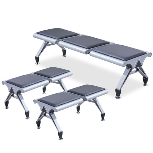 3-teilige Wartezimmerstühle, 7-Sitzer-Wartezimmerbank, Empfangsstühle for Bürogäste, Metallstahlrahmen, Keine Rückenlehne, for Flughafen, Krankenhaus, Bank, Salon, Friseur, Saal, Zimmer, Konferenz(Bla von FQWYNMZ