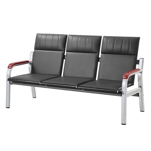 FQWYNMZ 3-Sitzer-Wartezimmerbank-Set, Wartezimmerstühle, Empfangsbänke-Set, Lederbürostuhl mit Rückenlehne, Büro-Gästeempfangsstuhl mit Armlehne, for Flughafen, Bank, Krankenhaus, Friseursalon(Black) von FQWYNMZ