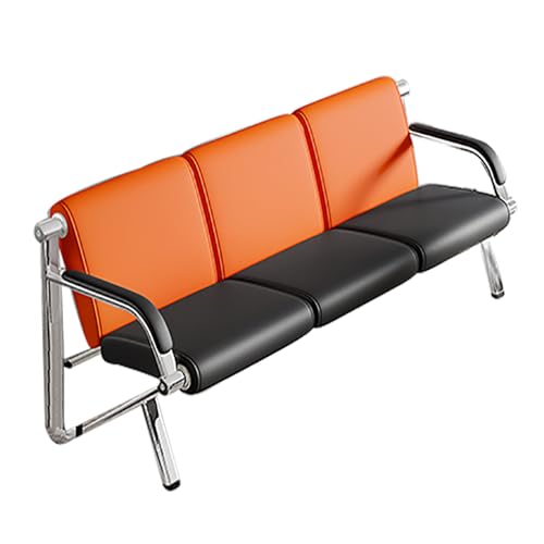 FQWYNMZ 3-Sitzer-Wartezimmerstühle, Gästeempfangsstuhl mit Gästeempfangsstühlen, Robuste, Bequeme Konferenzraumbank for Flughafen, Krankenhaus, Bank, Salon, Friseursalon(Orange) von FQWYNMZ