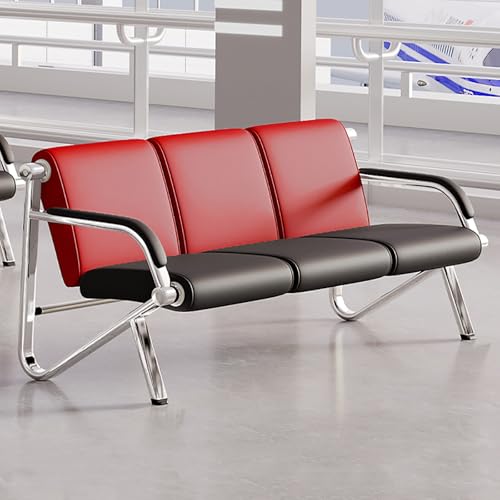 FQWYNMZ 3-Sitzer-Wartezimmerstühle, Gästeempfangsstuhl mit Gästeempfangsstühlen, Robuste, Bequeme Konferenzraumbank for Flughafen, Krankenhaus, Bank, Salon, Friseursalon(Red) von FQWYNMZ