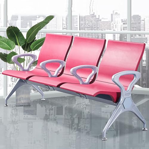 FQWYNMZ Wartezimmerbank-Set, 3-Sitzer-Wartezimmerstuhl aus PU-Leder, Wartebank mit Armlehnen und Rückenlehnen, Warteraum Stühle for Flughafen, Markt, Bank, Krankenhaus, Schule, Barbershop(Pink) von FQWYNMZ