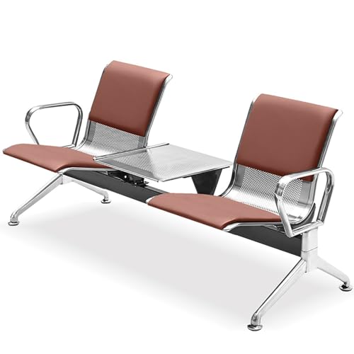 FQWYNMZ Wartezimmerstühle, Sitzbank für Wartezimmer, 2-Sitzer-Wartebank mit Couchtisch, Wartezimmerbank mit Rückenlehne und Armlehnen, Warteraum Stühle for Den Wartebereich von Krankenhäusern(Brown) von FQWYNMZ