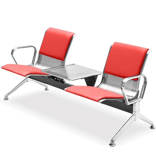FQWYNMZ Wartezimmerstühle, Sitzbank für Wartezimmer, 2-Sitzer-Wartebank mit Couchtisch, Wartezimmerbank mit Rückenlehne und Armlehnen, Warteraum Stühle for Den Wartebereich von Krankenhäusern(Red) von FQWYNMZ