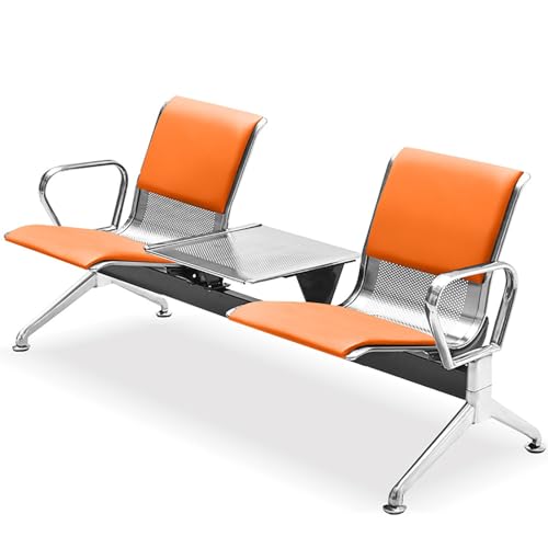 FQWYNMZ Wartezimmerstühle, Sitzbank für Wartezimmer, 2-Sitzer-Wartebank mit Couchtisch, Wartezimmerbank mit Rückenlehne und Armlehnen, Warteraum Stühle for Den Wartebereich von Krankenhäusern(Orange) von FQWYNMZ
