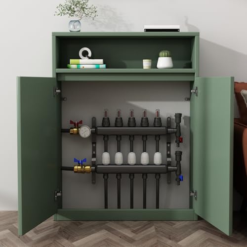 Heizkörperverkleidung aus Massivholz, Dekorativer Heizungsschutz fur Zuhause, Seitenschrank fur Heizungsheizung mit Ablagefläche, fur Verstecken von Sanitär, Doppeltür-Design(Green) von FQWYNMZ