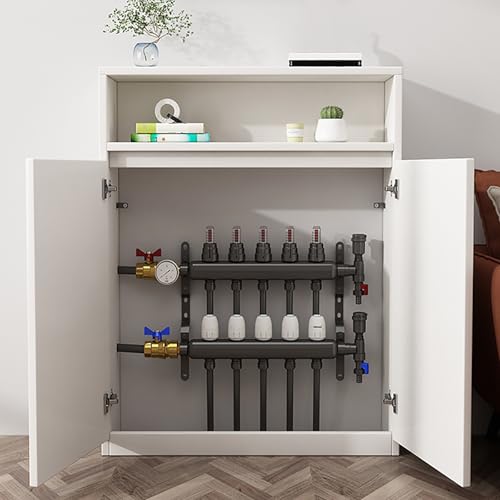 Heizkörperverkleidung aus Massivholz, Dekorativer Heizungsschutz fur Zuhause, Seitenschrank fur Heizungsheizung mit Ablagefläche, fur Verstecken von Sanitär, Doppeltür-Design(White) von FQWYNMZ