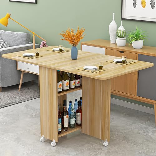 Klappbarer Esstisch, Ausziehbarer Drop-Leaf-Klapp-Esstisch, Vielseitiger Klapptisch, Drop-Leaf-Esstisch mit 8 Rädern und 2-lagigem Ablagefach, Multifunktionaler Erweiterbarer Tisch ( Color : E , Size Klappbarer Esstisch, Ausziehbarer Drop-Leaf-Klapp-Esstisch, Vielseitiger Klapptisch, Drop-Leaf-Esstisch mit 8 Rädern und 2-lagigem Ablagefach, Multifunktionaler Erweiterbarer Tisch ( Color : E , Size von FQWYNMZ