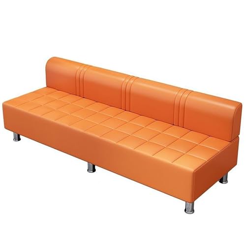Wartezimmerbank mit Rückenlehne, Büro-Gästestuhl aus PU-Leder, Gepolsterte Empfangssitze, Modernes Freizeitsofa, Metallhalterung, for Klinik, Flughafen, Krankenhaus, Friseur, Salon(Orange,170x55x60cm/ von FQWYNMZ