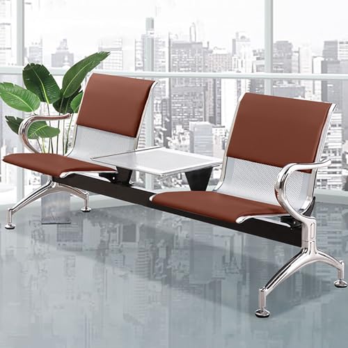 Wartezimmerstühle, 2er-Set Sitzbank für Wartezimmer, Wartezimmerbank mit Rückenlehne und Armlehnen, Wartebereichsbänke aus PU-Leder mit Couchtisch, for Büro, Bank, Krankenhaus, Schule, Friseursalon(Br von FQWYNMZ