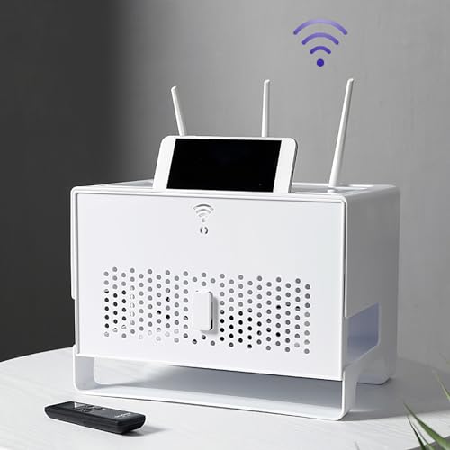WiFi-Router-Aufbewahrungsbox, Haushalts-Netzkabel-Aufbewahrungsbox, ABS-Kunststoff-Aufbewahrungsregal, doppellagiger WLAN-Box-Versteck, Router-Schrank ohne Signalblockierung für Büro und Zuhause ( Col von FQWYNMZ