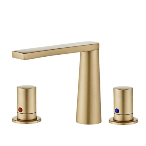 FQYEP 3 Loch Armatur Waschbecken Doppelgriff Wasserhahn Badezimmer 360° Drehbar Messing,Gold FQYEP 3 Loch Armatur Waschbecken Doppelgriff Wasserhahn Badezimmer 360° Drehbar Messing,Gold von FQYEP