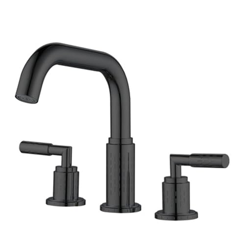 FQYEP 3 Loch Armatur Waschtisch Doppelgriff Badezimmer Wasserhahn 360° Drehbar Messing,Schwarz von FQYEP
