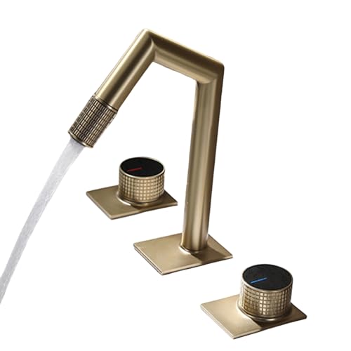 FQYEP 3 Loch Armatur Waschtisch Zweigriffarmatur Wasserhahn Bad Wasserhahn für Waschbecken Messing,Gold Gebürstet FQYEP 3 Loch Armatur Waschtisch Zweigriffarmatur Wasserhahn Bad Wasserhahn für Waschbecken Messing,Gold Gebürstet von FQYEP