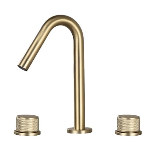 FQYEP 3 Loch Armatur Waschtisch Zweigriffarmatur Wasserhahn Badezimmer 360 ° Drehende Messing,Gold Gebürstet,Modell A FQYEP 3 Loch Armatur Waschtisch Zweigriffarmatur Wasserhahn Badezimmer 360 ° Drehende Messing,Gold Gebürstet,Modell A von FQYEP