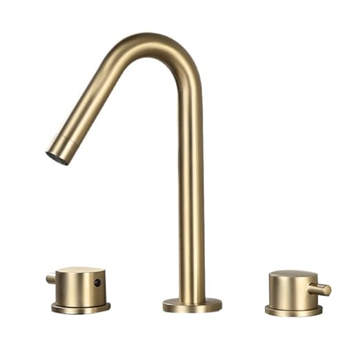 FQYEP 3 Loch Armatur Waschtisch Zweigriffarmatur Wasserhahn Badezimmer 360 ° Drehende Messing,Gold Gebürstet,Modell B FQYEP 3 Loch Armatur Waschtisch Zweigriffarmatur Wasserhahn Badezimmer 360 ° Drehende Messing,Gold Gebürstet,Modell B von FQYEP