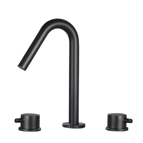 FQYEP 3 Loch Armatur Waschtisch Zweigriffarmatur Wasserhahn Badezimmer 360 ° Drehende Messing,Schwarz,Modell B von FQYEP
