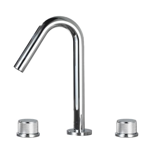 FQYEP 3 Loch Armatur Waschtisch Zweigriffarmatur Wasserhahn Badezimmer 360 ° Drehende Messing,Verchromt,Modell A FQYEP 3 Loch Armatur Waschtisch Zweigriffarmatur Wasserhahn Badezimmer 360 ° Drehende Messing,Verchromt,Modell A von FQYEP