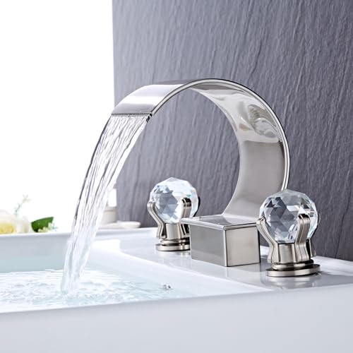 FQYEP 3 Loch Armaturen Waschbecken Bad Armatur Waschbecken Wasserfall Doppelgriff Messing,Gebürstet FQYEP 3 Loch Armaturen Waschbecken Bad Armatur Waschbecken Wasserfall Doppelgriff Messing,Gebürstet von FQYEP