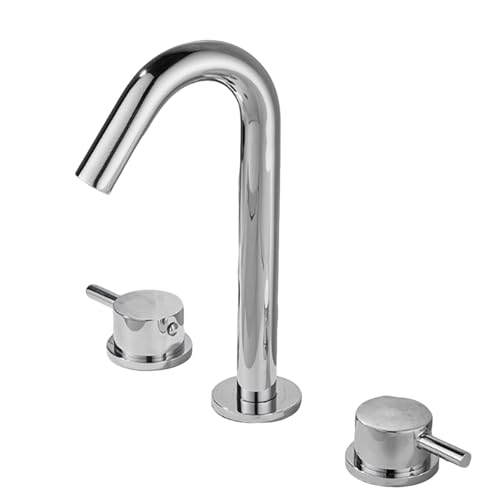 FQYEP 3 Loch Armaturen Waschbecken Doppelgriff Wasserhähne Bad Mischbatterie Waschbecken Messing,Verchromt von FQYEP