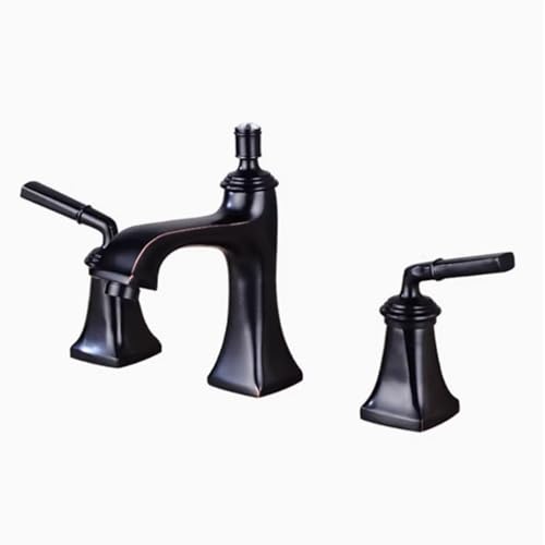 FQYEP 3 Loch Waschtischarmatur Schwarz Doppelgriff Wasserhahn Badezimmer Retro Messing von FQYEP