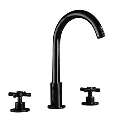 FQYEP Armatur Badezimmer 3 Loch 360° Drehbar Wasserhahn Bad Waschbecken Doppelgriff Messing,Schwarz,Modell C FQYEP Armatur Badezimmer 3 Loch 360° Drehbar Wasserhahn Bad Waschbecken Doppelgriff Messing,Schwarz,Modell C von FQYEP