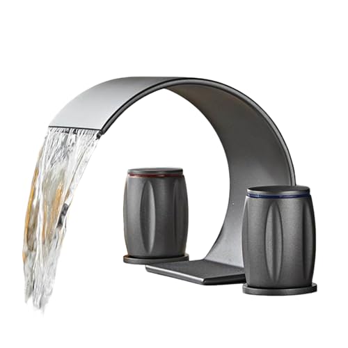 FQYEP Armatur Badezimmer 3 Loch Bad Wasserhahn Wasserfall Spültischarmatur Doppelgriff Messing,Grau FQYEP Armatur Badezimmer 3 Loch Bad Wasserhahn Wasserfall Spültischarmatur Doppelgriff Messing,Grau von FQYEP