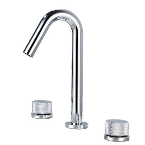 FQYEP Armatur Badezimmer 3 Loch Doppelgriff Wasserhahn Bad Wasserhahn für Waschbecken Messing,Verchromt von FQYEP