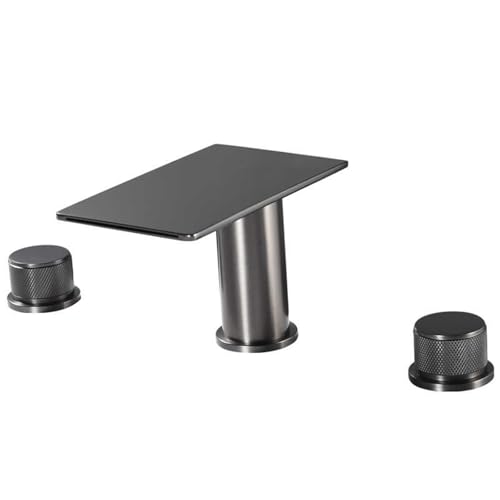 FQYEP Badezimmer Wasserhahn Wasserfall Armatur Badezimmer 3 Loch Zweigriffarmatur Bad Messing,Grau FQYEP Badezimmer Wasserhahn Wasserfall Armatur Badezimmer 3 Loch Zweigriffarmatur Bad Messing,Grau von FQYEP