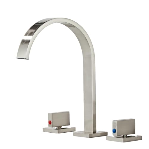 FQYEP Badezimmer Wasserhahn Wasserfall Waschtischarmatur 3 Loch Zweigriffarmatur Bad 360° Drehbarer,Gebürstet FQYEP Badezimmer Wasserhahn Wasserfall Waschtischarmatur 3 Loch Zweigriffarmatur Bad 360° Drehbarer,Gebürstet von FQYEP