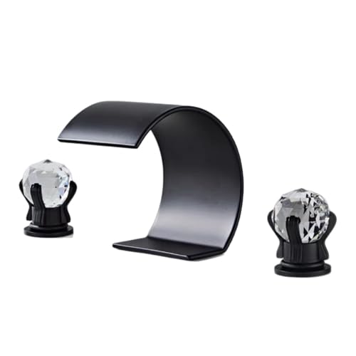 FQYEP Waschbeckenarmatur Bad Wasserfall Armatur Badezimmer 3 Loch Zweigriffarmatur Messing,Schwarz von FQYEP
