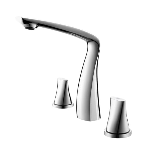 FQYEP Waschtischarmatur 3 Loch Doppelgriff Wasserhahn Badezimmer Waschbecken Messing,Überzug von FQYEP