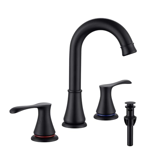 FQYEP Wasserhahn Bad 3 Loch Doppelgriff Waschtischarmaturen 360° Drehbarer mit Pop-Up-Abfluss,Schwarz FQYEP Wasserhahn Bad 3 Loch Doppelgriff Waschtischarmaturen 360° Drehbarer mit Pop-Up-Abfluss,Schwarz von FQYEP