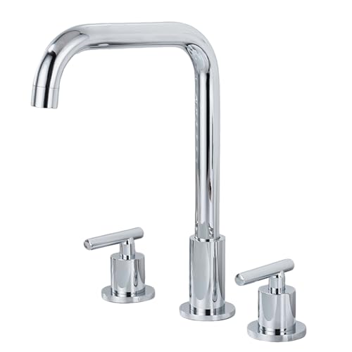 FQYEP Wasserhahn Bad 3 Loch Doppelgriff Wasserhahn Waschbecken Bad 360° Drehbar Messing,Verchromt,Modell B von FQYEP