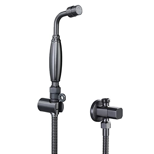 Handbrause Toilette mit Schlauch Eckventil G1/2" Bidet Brause Messing Bidet Handbrause Set Schwarz Ohne Bohren Kaltwasser Handbrause Bidet WC Bidet Spray von FQYEP