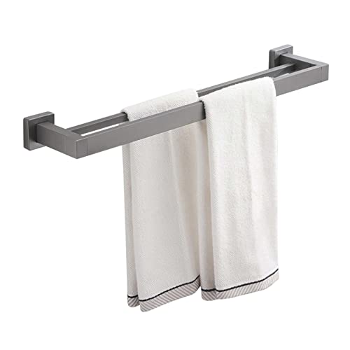 Handtuchregal Badezimmer Wand Handtuchhalter Doppelt Habdtuchhalterung Ohne Bohren Anti-Rost-Raum Aluminium Für Küchentoilette,grau,60cm von FQYEP