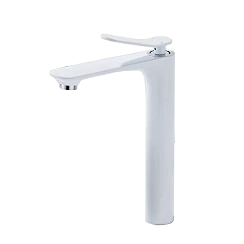 Wasserhahn Bad Hoch Waschtischarmatur,Badarmatur Wassersparend,Waschtischarmatur Mit 15°Geneigt,WasserhäHne FüR Waschbecken,Heißes Und Kaltes Wasser,Weiss von FQYEP