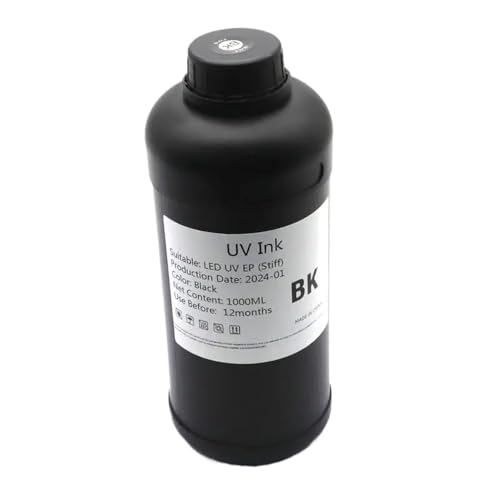 FQkBEX 1000 ml Tinte Kompatibel mit i3200 LED I1600 TX800 XP600 L800 L1800 L805 DX5 DX7 Printhead Compatible mit modifiziertem Drucker Soft hart(1000ml-Hard-BK) von FQkBEX