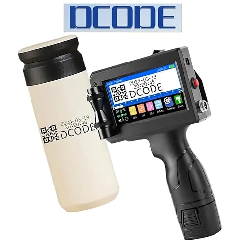 FQkBEX Tragbarer Handheld -Tintenstrahldrucker DCODE 1750PLUS Kompatibel mit 12.7/25.4mm Text QR Barcode -Etikettendruckstapel -Batch -Logo -Datum Codierungsmaschine(25.4mm with 2 Ink) von FQkBEX