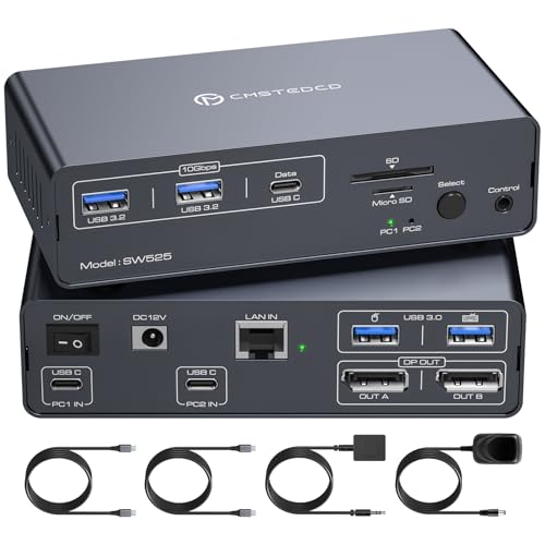 FQuanmap 4K120Hz USB C KVM Switch 2 Monitore 2 Computer Displayport KVM Switches Docking Station für zwei Laptops teilen sich ein 1G Ethernet und SD/microSD Kartensteckplätze FQuanmap 4K120Hz USB C KVM Switch 2 Monitore 2 Computer Displayport KVM Switches Docking Station für zwei Laptops teilen sich ein 1G Ethernet und SD/microSD Kartensteckplätze von FQuanmap