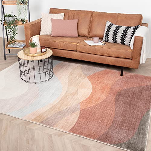 FRAAI Moderner Teppich - Field Terra Rot 80x150cm - Kurzflor - Gewellt - Boho, Modern, Wohnzimmer, Esszimmer, Schlafzimmer - Carpet von FRAAI | Home & Living
