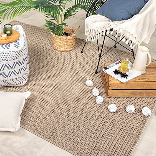 FRAAI | Home & Living In- & Outdoor Jute Teppich - Fora Melange Natural 80x150cm - Wetterfest - Synthetik, Polypropylen - Flachgewebe - Wohnzimmer, Esszimmer, Schlafzimmer, Balkon, Garten - Terrasse - von FRAAI | Home & Living