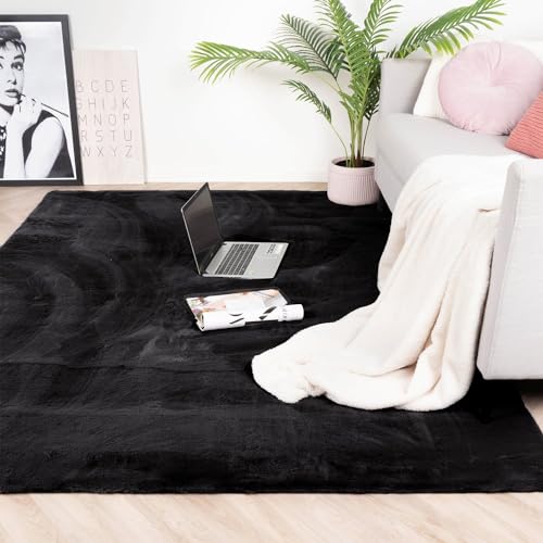 FRAAI | Home & Living Hochflor Teppich - Comfy Supreme Schwarz 200x290cm - Shaggy, Einfarbig - Ländlich, Modern, Skandinavisch - Wohnzimmer, Esszimmer, Schlafzimmer - Fellteppich - Carpet von FRAAI | Home & Living