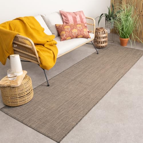 FRAAI | Home & Living Balkonteppich - Malta Melange Naturel 80x250cm - Wetterfest - Synthetik, Polypropylen - Flachgewebe - Balkon, Flur - Terrasse - Carpet von FRAAI | Home & Living