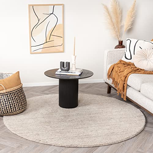 FRAAI | Home & Living Berberteppich Rund - Aicha Taupe Ø 160cm - Wolle, Viskose - Flachgewebe - Meliert, Einfarbig - Ländlich, Modern, Skandinavisch - Wohnzimmer, Esszimmer, Schlafzimmer - Carpet von FRAAI | Home & Living