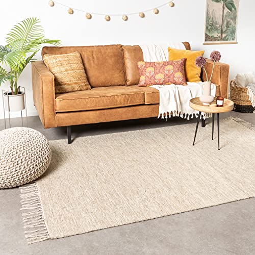 FRAAI | Home & Living Boho Teppich - Faya Creme Beige 200x290cm - Baumwolle, Jute - Flachgewebe - Meliert, Einfarbig - Boho, Industrielle, Ländlich, Modern, Skandinavisch - Wohnzimmer, Esszimmer, von FRAAI | Home & Living