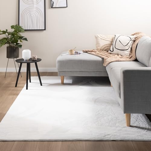 FRAAI | Home & Living Flauschiger Teppich - Cozy Weiß 150x230cm - Kurzflor - Einfarbig - Klassik, Ländlich, Modern, Skandinavisch - Wohnzimmer, Esszimmer, Kinderzimmer, Schlafzimmer - Carpet von FRAAI | Home & Living