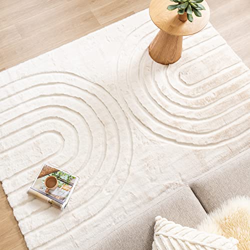 FRAAI | Home & Living Hochflor Teppich - Carvy Arches Creme 140x200cm - Asymmetrische, Sonstige - Boho, Klassik, Industrielle, Ländlich, Modern, Skandinavisch - Wohnzimmer, Kinderzimmer, Schlafzimmer, von FRAAI | Home & Living