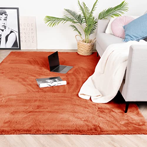 FRAAI | Home & Living Hochflor Teppich - Comfy Supreme Terracotta 200x290cm - Shaggy, Einfarbig - Ländlich, Modern, Skandinavisch - Wohnzimmer, Schlafzimmer - Fellteppich - Carpet von FRAAI | Home & Living