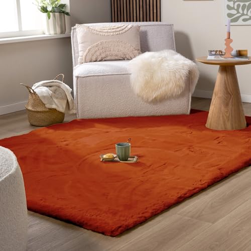 FRAAI Hochflor Teppich - Comfy Supreme Terracotta 80x150cm - Shaggy, Einfarbig - Modern, Skandinavisch - Wohnzimmer, Schlafzimmer - Fellteppich - Carpet von FRAAI | Home & Living